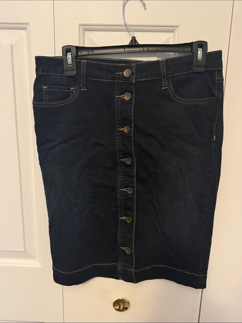Kut from the Kloth Sz 6 Dark Blue Button-Front Denim Pencil Skirt b77